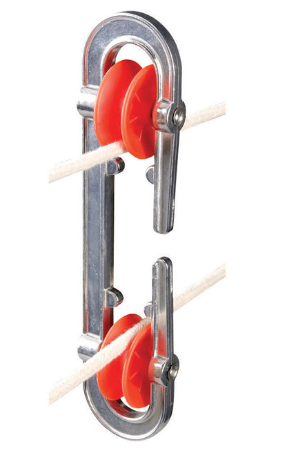 Aluminum clothesline spreader for outdoor use, designed by Emery Jensen, showing its sturdy metal construction for outdoor clothes drying.
