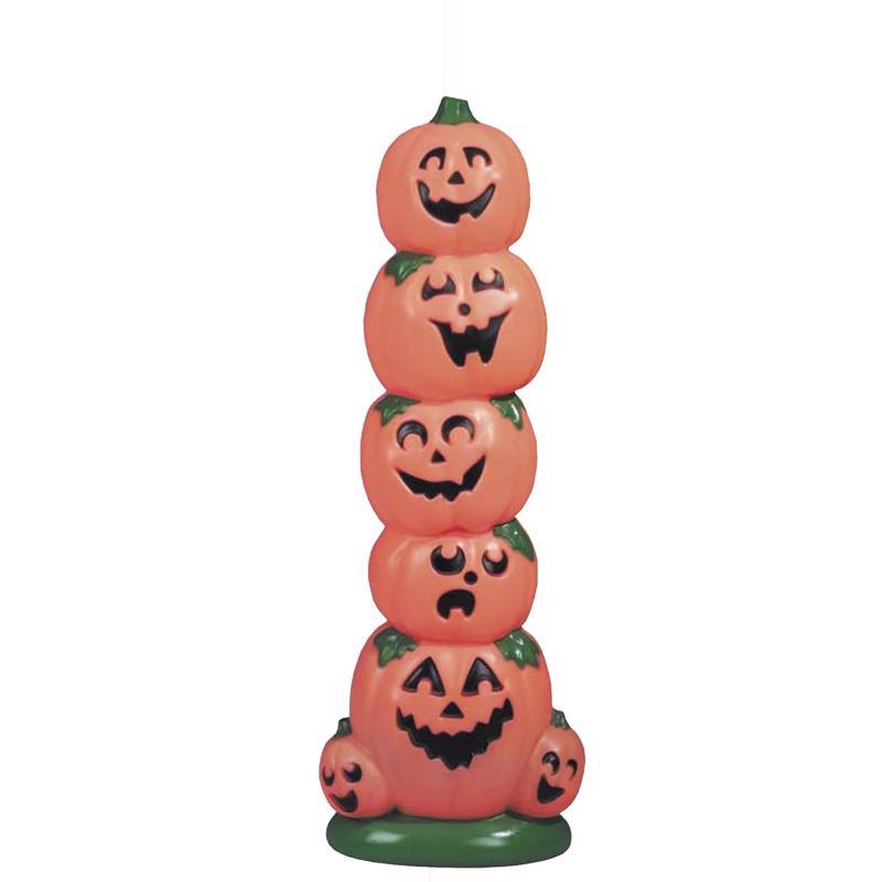 Emery Jensen blow mold pumpkins, 37.5 inches tall, outdoor decoration with orange pumpkin design and carved details.