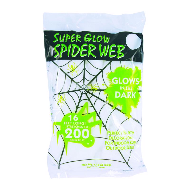 Glow in dark spiderweb outdoor decoration by Emery Jensen, featuring a spooky web design for Halloween yard decor.