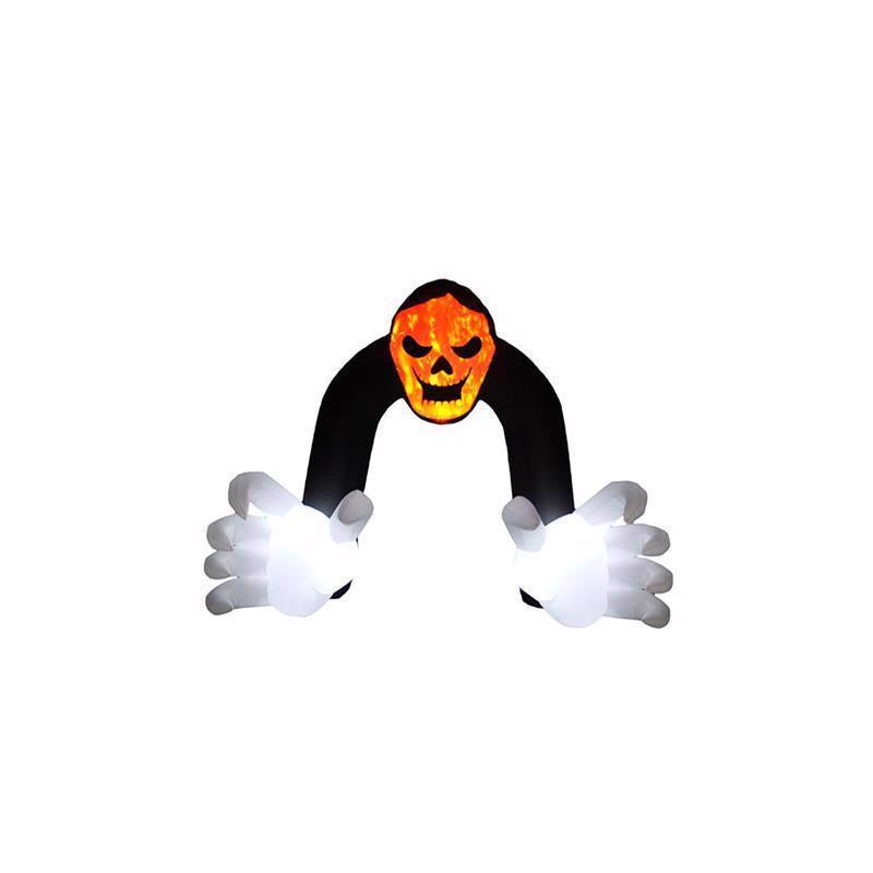 Emery Jensen Inflatable Reaper Archway decoration for outdoor Halloween display, 13 feet tall with spooky design.