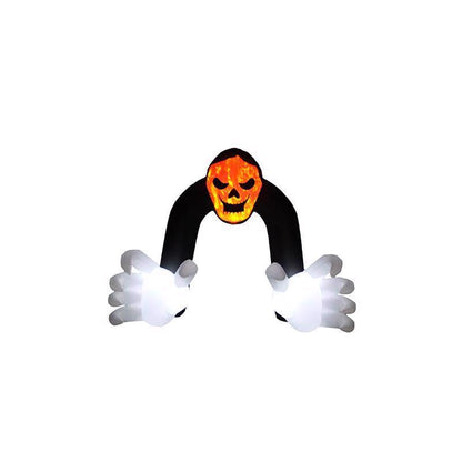 Emery Jensen Inflatable Reaper Archway decoration for outdoor Halloween display, 13 feet tall with spooky design.