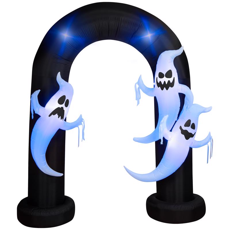 Emery Jensen Inflatable Archway with Halloween Ghosts outdoor decoration for festive yard displays.