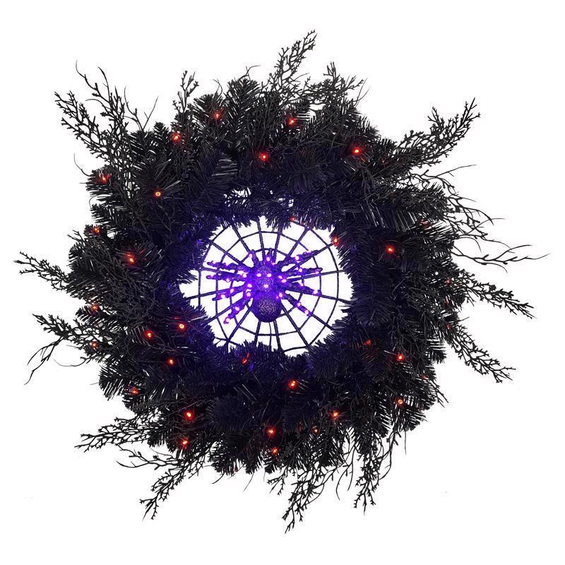 WREATH SPDR B/o BLK 24" - Pack of 4