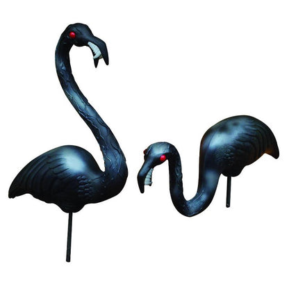 Two zombie-themed flamingos outdoor decorations by Emery Jensen, featuring spooky undead design for yard or garden decor.