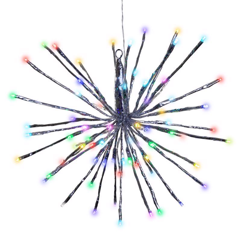 Emery Jensen outdoor hanging decoration with multi-colored lights, 16-inch size, suitable for outdoor seasonal or festive decor.