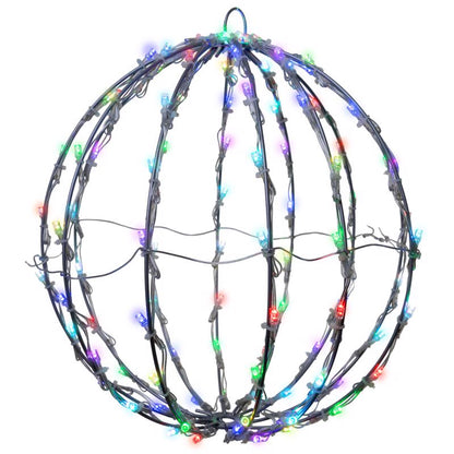 Emery Jensen CMAS Sphere RGBW 12-inch outdoor hanging decoration with colorful LED lights and spherical design.
