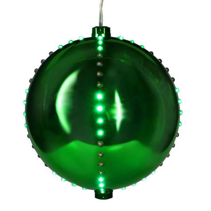 Emery Jensen 6-inch green lighted outdoor hanging ornament with festive design for holiday outdoor decor.