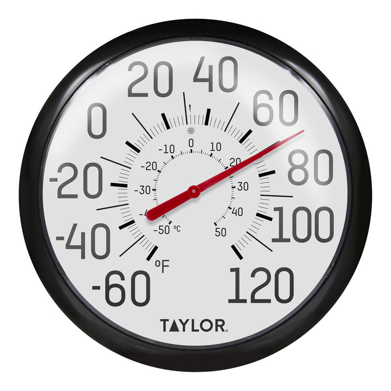 Emery Jensen outdoor large dial thermometer with bold in/out temperature display for accurate outdoor temperature reading.