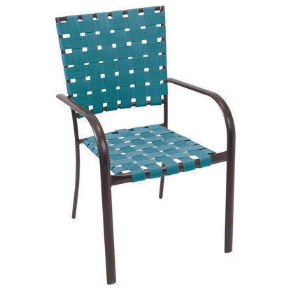 Emery Jensen outdoor bistro chair in HDLY Teal with a metal frame, suitable for outdoor seating and lounge areas.