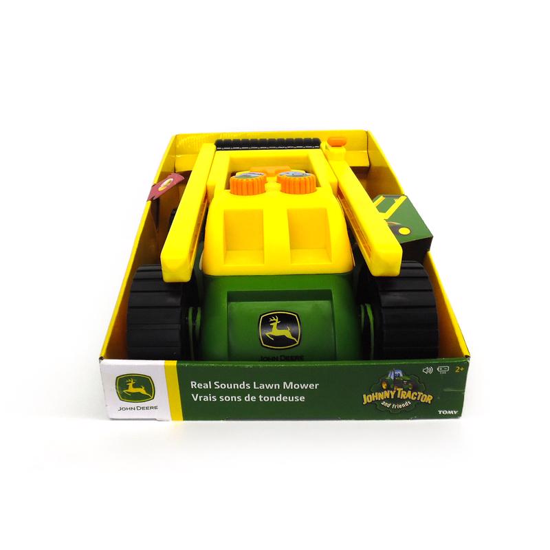 Emery Jensen JD Real Sounds Lawn Mower outdoor toy with realistic mower design for kids play, featuring bright colors and safety features.