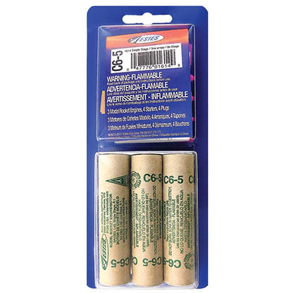 Emery Jensen MDL Rocket Engines 3-piece C6-5 outdoor toy set, pack of 12, with colorful rocket engine images.