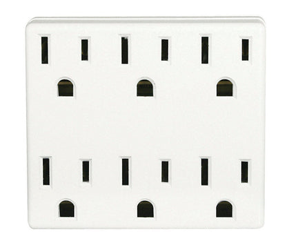 ADAPTR OUTLET 6 WHT 15A