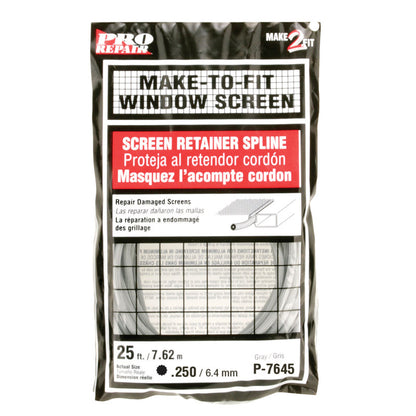 SPLINE SCRN 0.25X25' GRY