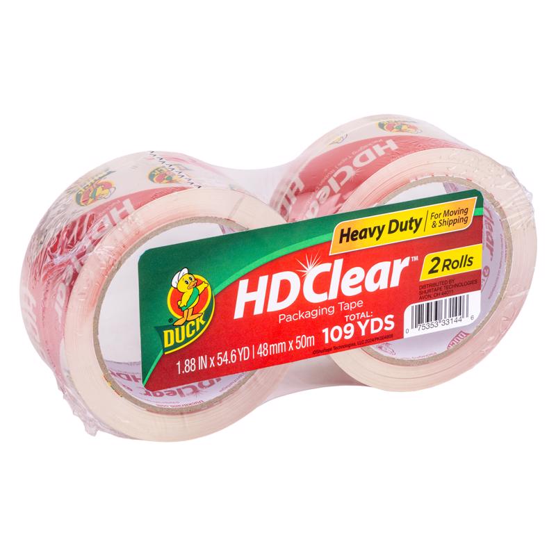 Emery Jensen heavy-duty packaging tape 2-pack showing clear, strong adhesive tape rolls for secure sealing and packaging.