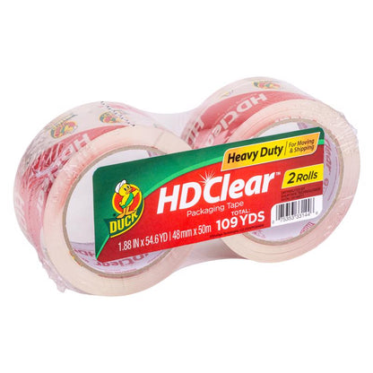Emery Jensen heavy-duty packaging tape 2-pack showing clear, strong adhesive tape rolls for secure sealing and packaging.