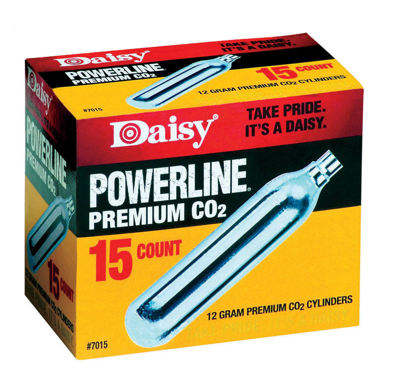Emery Jensen 12-gram CO2 cylinder for paintball accessories, small metal cartridge for paintball guns and equipment.