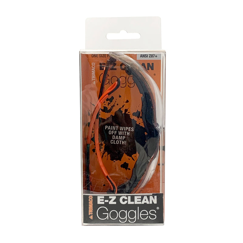 Emery Jensen E-Z Clean Paint Goggles for paint clean-up, clear protective eyewear with adjustable strap and impact-resistant lenses.