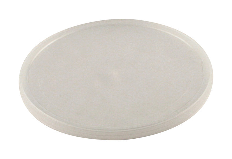 White plastic bucket lid for 8.38-inch paint pails and tray liners, shown in a pack of 25 by Emery Jensen.