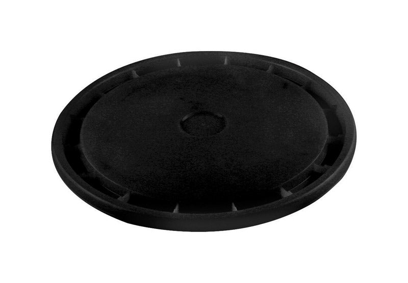 Black easy-off 12-inch lid for Emery Jensen paint pails and tray liners, designed for secure coverage and easy removal.
