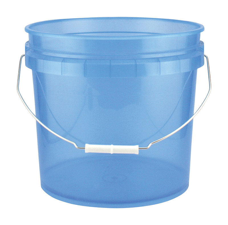 Set of 10 blue plastic paint pails by Emery Jensen, 3.5-gallon capacity, ideal for painting projects and tray liners.