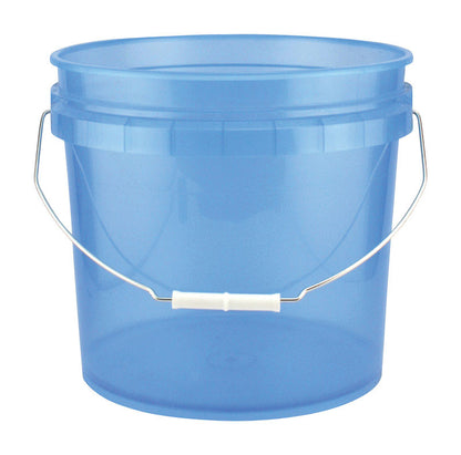 Set of 10 blue plastic paint pails by Emery Jensen, 3.5-gallon capacity, ideal for painting projects and tray liners.