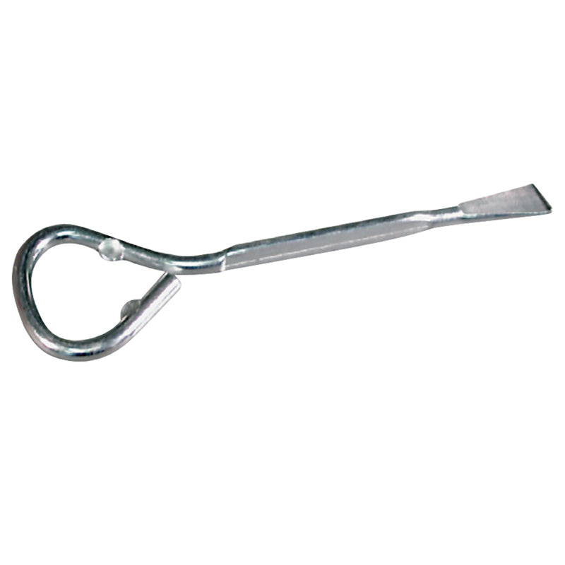 Emery Jensen painter's can bottle opener tool with sturdy metal design for opening paint cans and bottles.