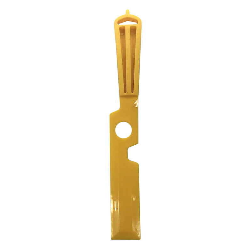 Yellow 12-inch painter's spatula from Emery Jensen, a versatile painter's tool for applying and smoothing paint.