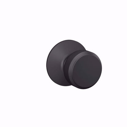 Black Bowry MTL passage knob by Emery Jensen, showing a close-up of the sleek, modern door hardware design.