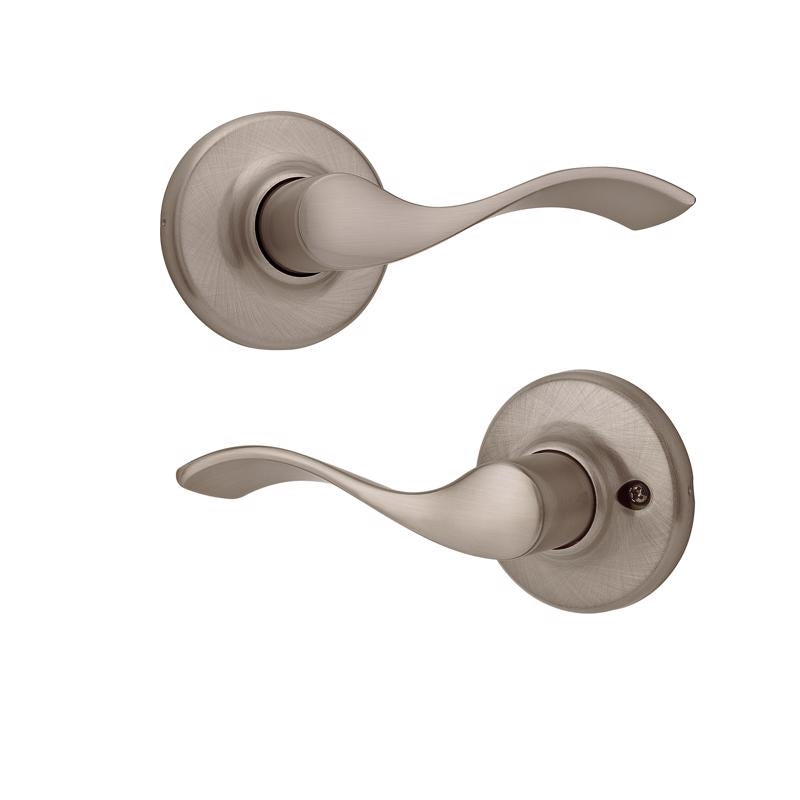 Emery Jensen Passage Lever in Balboa SN finish, showcasing the sleek door handle design on a modern interior door.