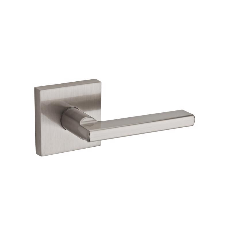 Emery Jensen Passage Lever Halifax SN door handle in a sleek silver finish, mounted on a door with visible latch mechanism.