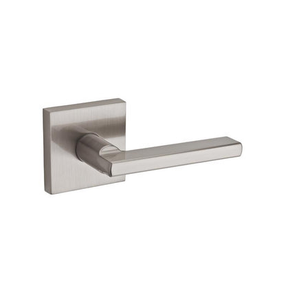 Emery Jensen Passage Lever Halifax SN door handle in a sleek silver finish, mounted on a door with visible latch mechanism.