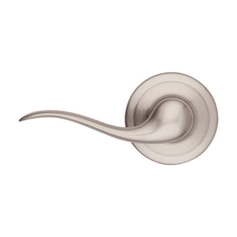 Emery Jensen Passage Tustin SN, stylish passage door handle with sleek design and metal finish, mounted on a white door.