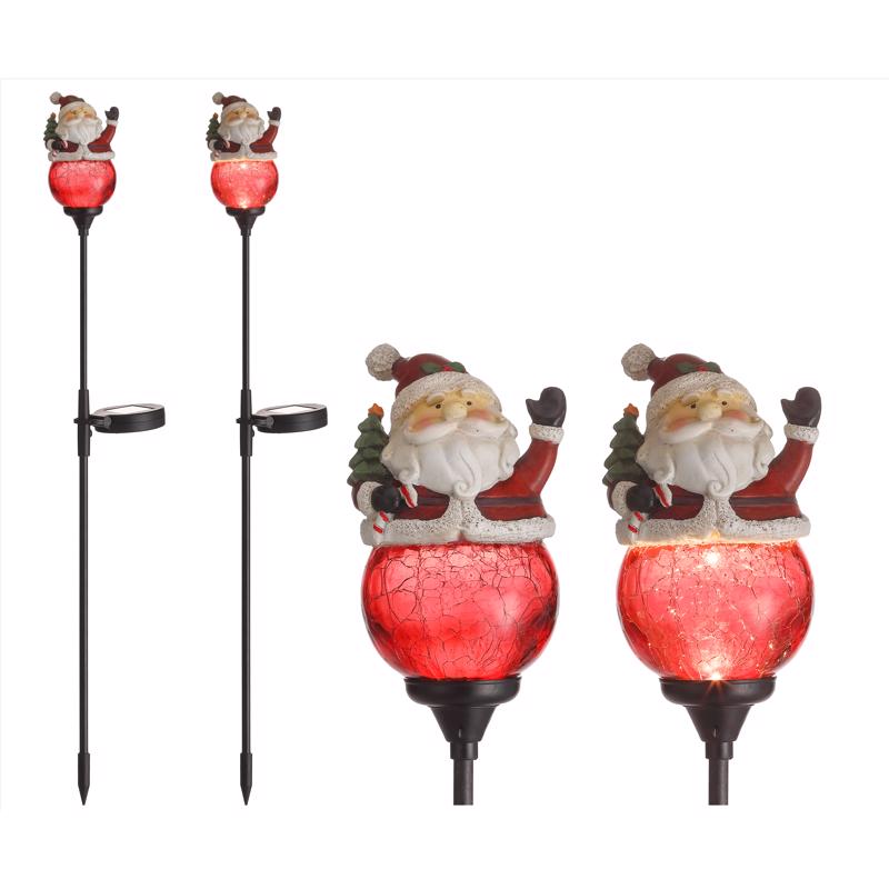 Set of 12 Emery Jensen CMAS PTHWY DCR Santa pathway markers, 30 inches tall, designed for outdoor safety and traffic guidance.