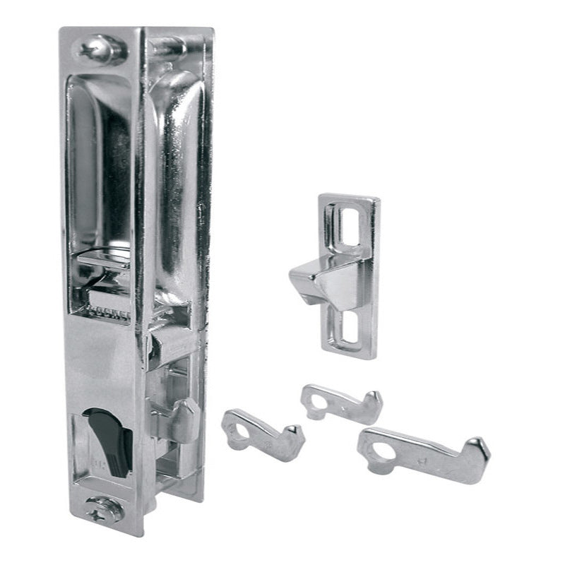 Emery Jensen patio door rollers with handle, flush mount, chrome finish, designed for smooth sliding patio doors.