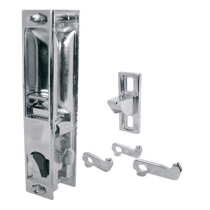 Emery Jensen patio door rollers with handle, flush mount, chrome finish, designed for smooth sliding patio doors.