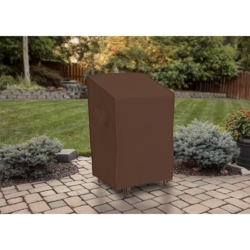 Emery Jensen stacked chair cover for patio furniture, waterproof and weather-resistant, protecting chairs from outdoor elements.