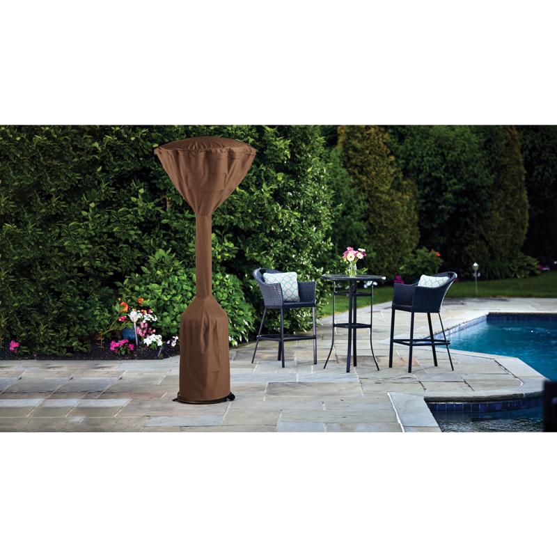 Emery Jensen TRRZZO patio heater cover fitting outdoor patio furniture for protection against weather conditions.