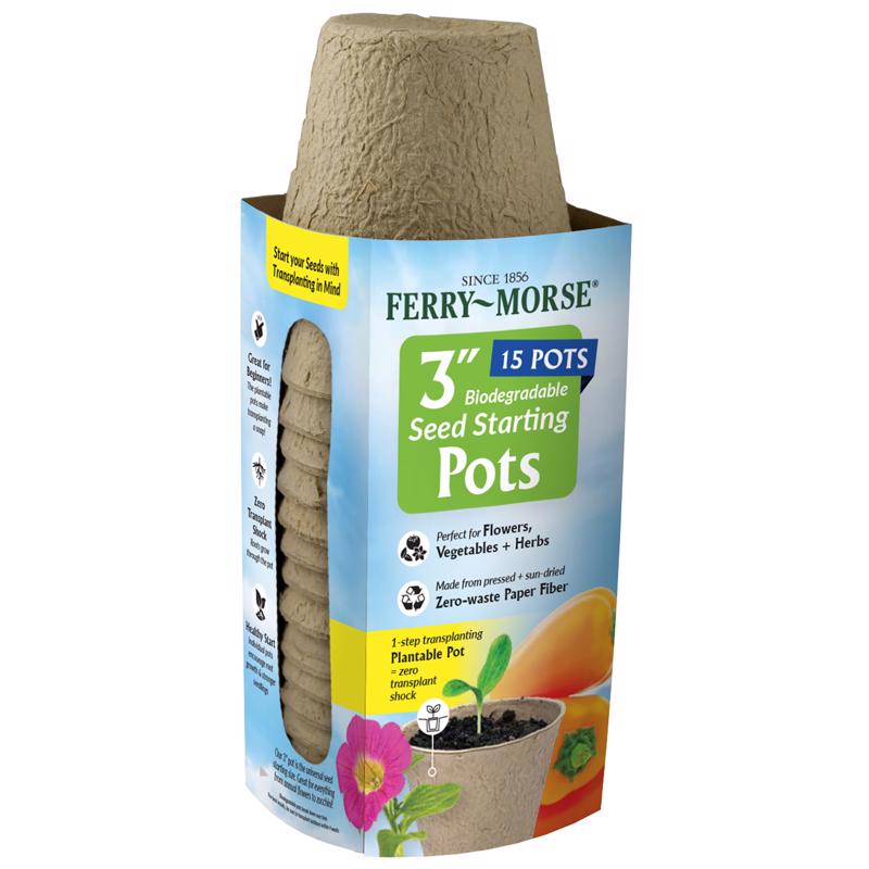 Set of 15 Emery Jensen peat pots for plant starters, lightweight biodegradable containers for seedlings and young plants.