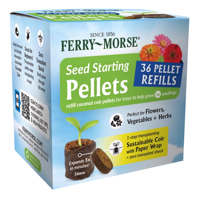Emery Jensen seed start pellets in a 36-pack for planting and starting seedlings in peat pots and plant starters.