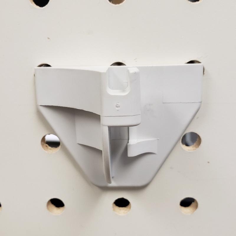 Emery Jensen peg hooks for store use, white color, 3-prong design, 100-pack for retail display and organization.