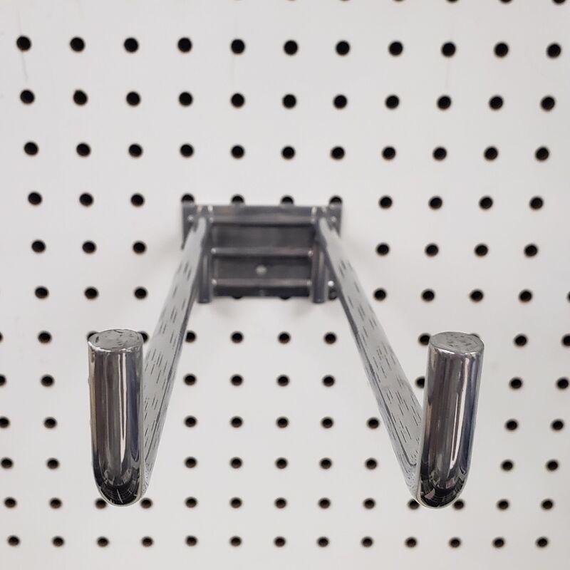 Emery Jensen double peg hook HD 12-inch for store use, sturdy metal display hook with two hooks for retail shelving.