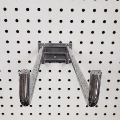 Emery Jensen double peg hook HD 12-inch for store use, sturdy metal display hook with two hooks for retail shelving.