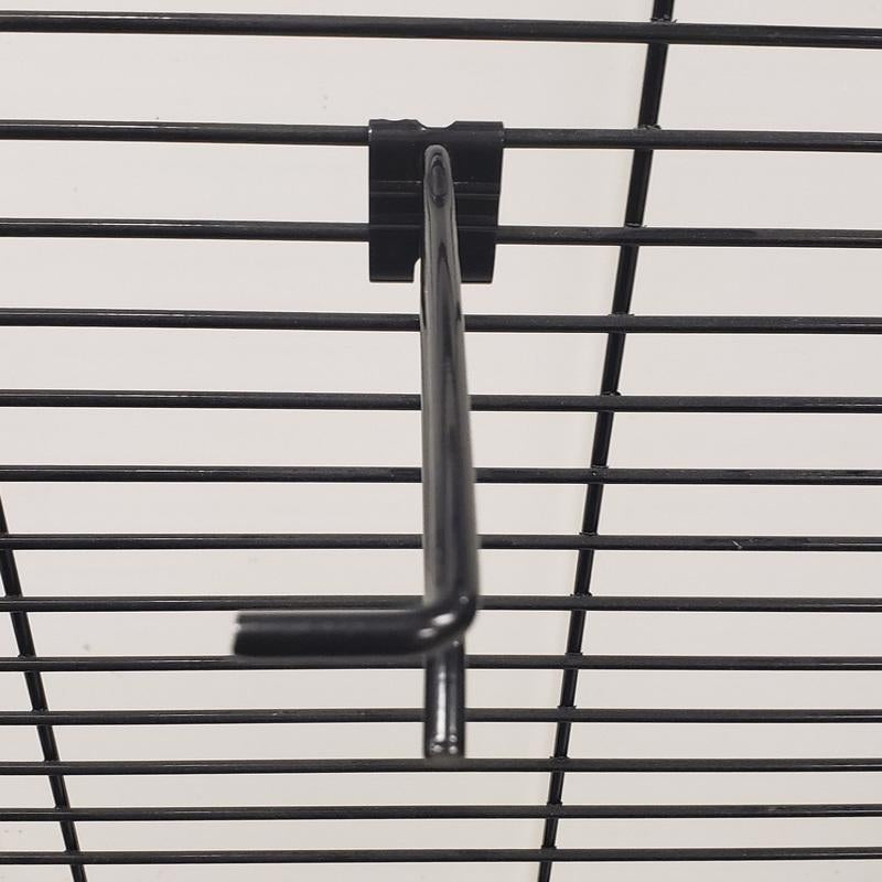 Black Emery Jensen wing panel hooks, 50-pack, store-use peg hooks for organizing and hanging items on panels or display systems.