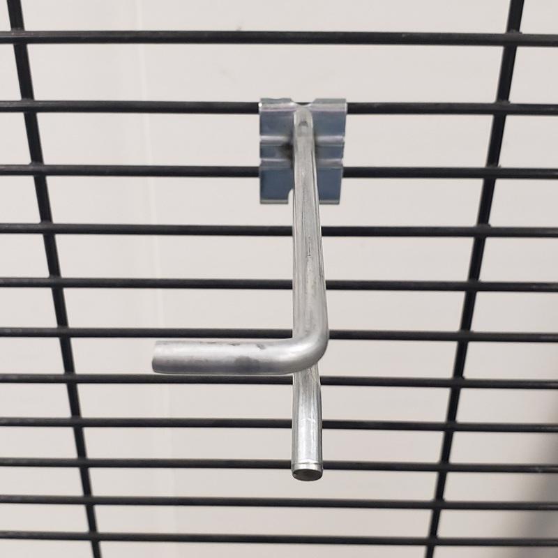 Galvanized wing panel hook by Emery Jensen, store-use peg hook for organizing tools and supplies on retail or storage panels.
