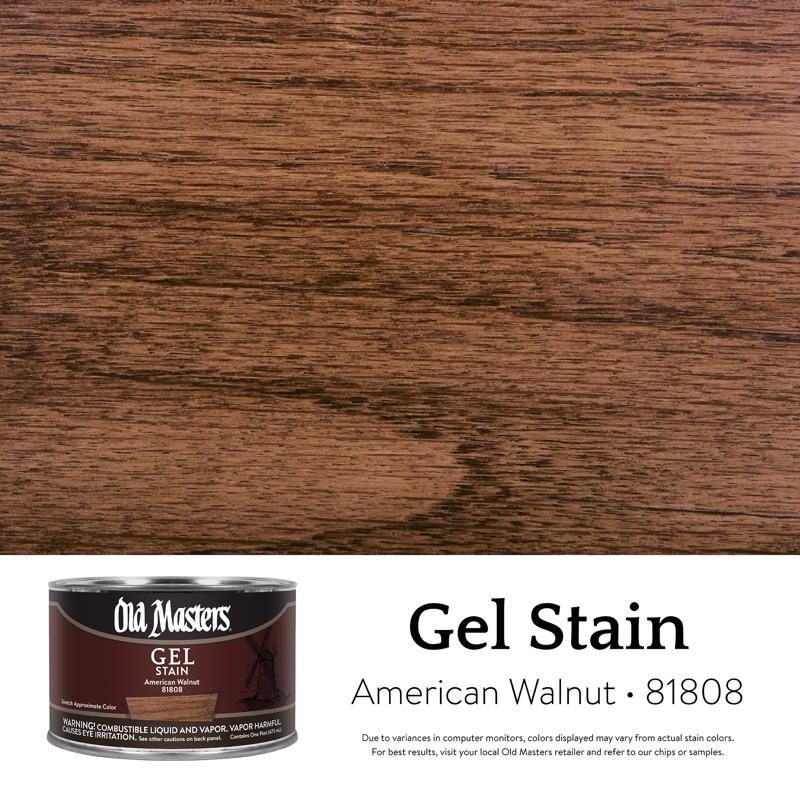 Pack of four Emery Jensen Gel Stain Amer WLNT penetrating finish bottles in 1pt size, ideal for wood staining and finishing projects.