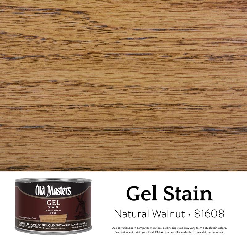 Emery Jensen Gel Stain Natural Walnut penetrating finish in a 1pt penetrating finish pack of 4 bottles, ideal for wood staining projects.