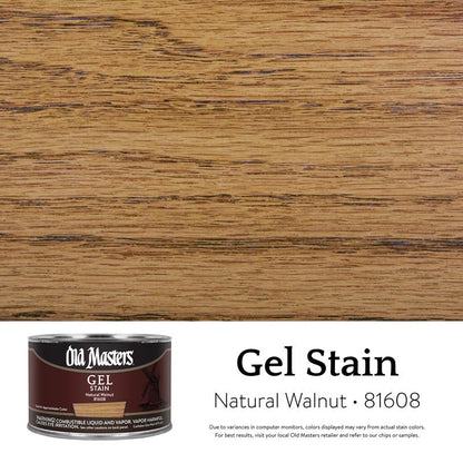 Emery Jensen Gel Stain Natural Walnut penetrating finish in a 1pt penetrating finish pack of 4 bottles, ideal for wood staining projects.