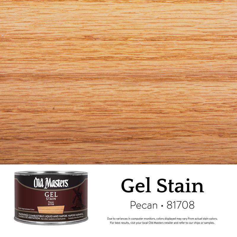 Set of four Emery Jensen Gel Stain Pecan 1pt bottles, penetrating finish for wood projects.
