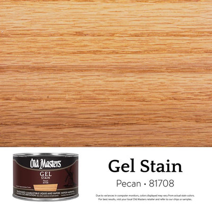 Set of four Emery Jensen Gel Stain Pecan 1pt bottles, penetrating finish for wood projects.