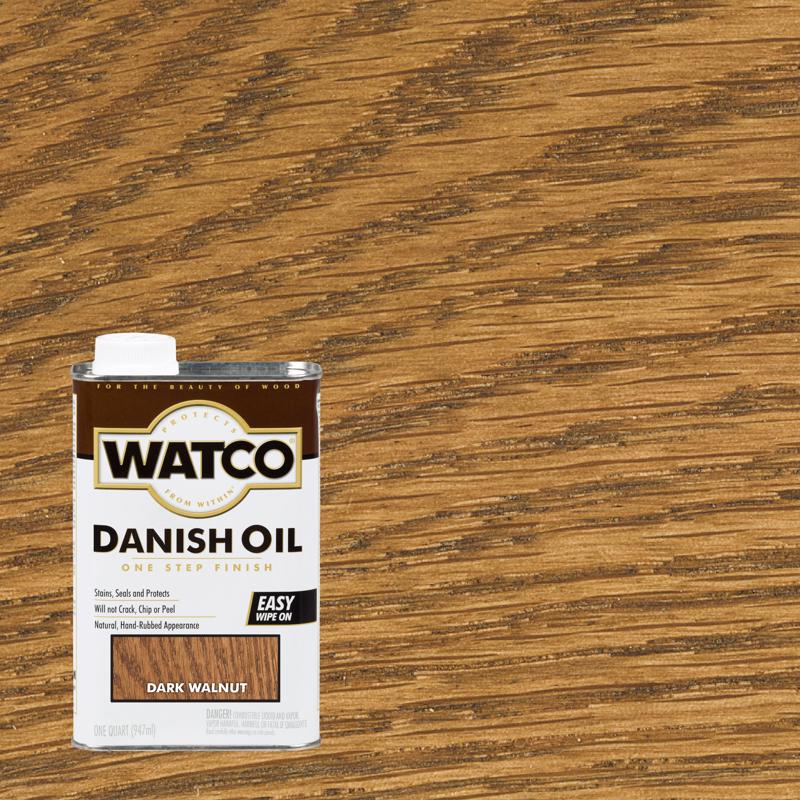 Set of four Emery Jensen Oil Danish Watco penetrating finish quarts, ideal for wood protection and finishing projects.